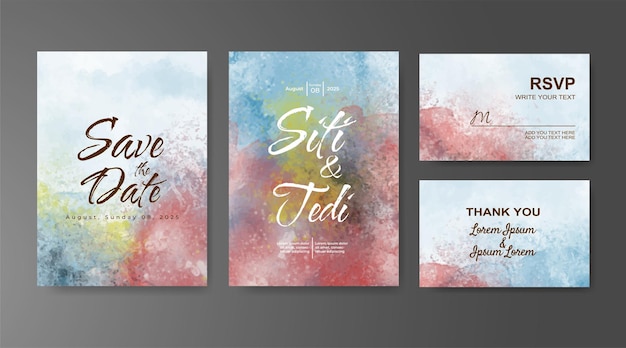 Invitación de boda con fondo de acuarela abstracta
