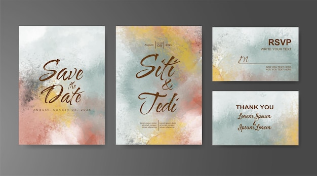 Invitación de boda con fondo de acuarela abstracta