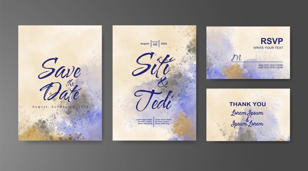 Invitación de boda con fondo de acuarela abstracta