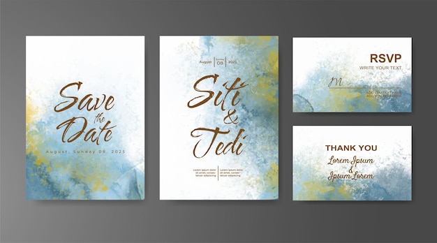 Invitación de boda con fondo de acuarela abstracta