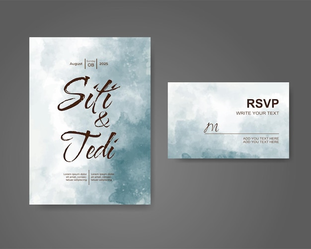 Invitación de boda con fondo de acuarela abstracta