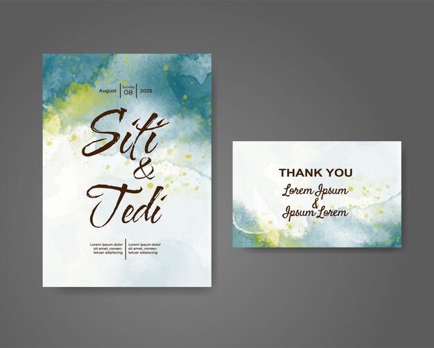 Invitación de boda con fondo de acuarela abstracta