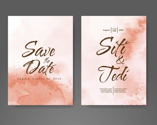 Invitación de boda con fondo de acuarela abstracta