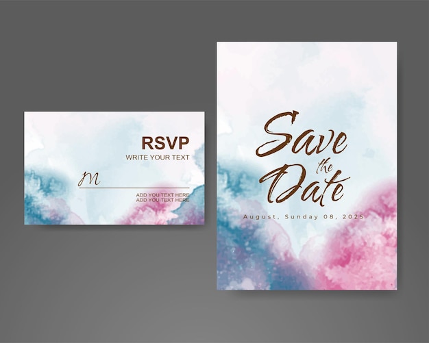 Invitación de boda con fondo de acuarela abstracta