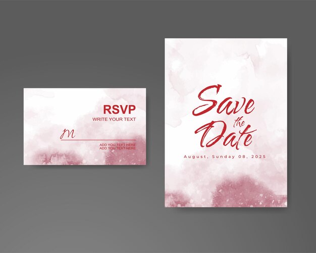 Invitación de boda con fondo de acuarela abstracta