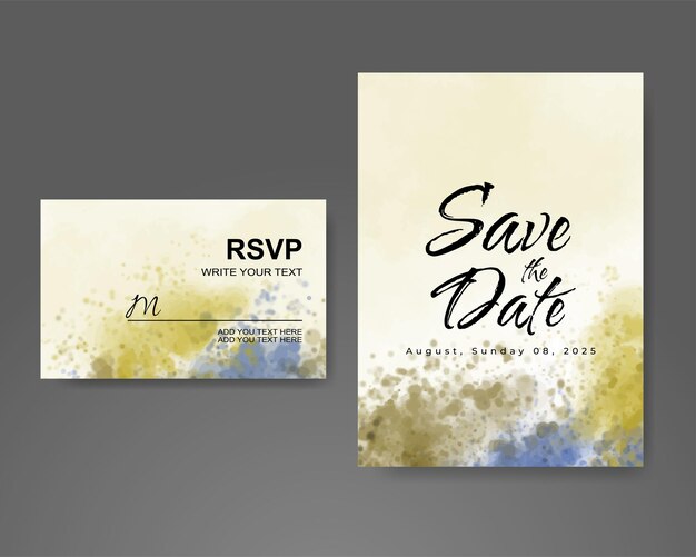 Invitación de boda con fondo de acuarela abstracta