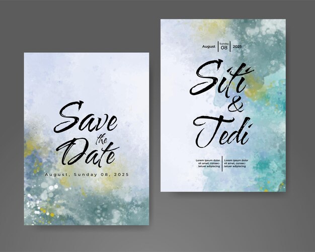 Invitación de boda con fondo de acuarela abstracta