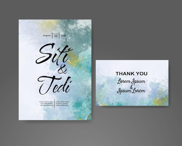 Invitación de boda con fondo de acuarela abstracta