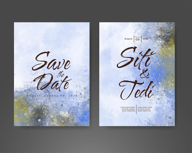 Invitación de boda con fondo de acuarela abstracta