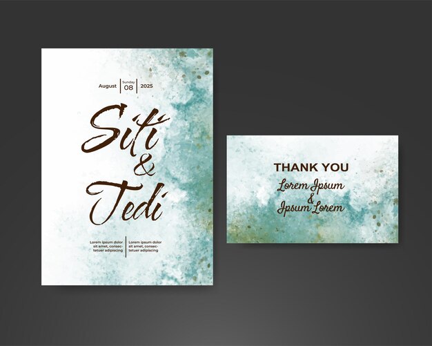 Invitación de boda con fondo de acuarela abstracta