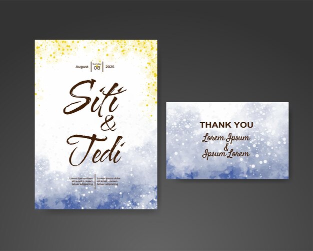 Invitación de boda con fondo de acuarela abstracta