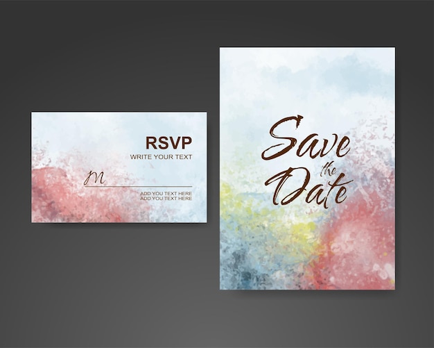 Invitación de boda con fondo de acuarela abstracta