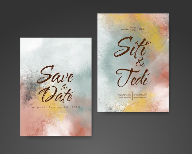 Invitación de boda con fondo de acuarela abstracta