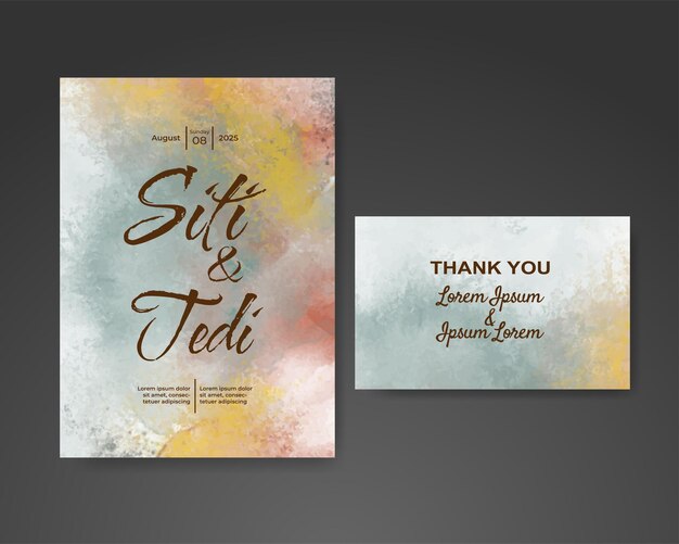 Invitación de boda con fondo de acuarela abstracta