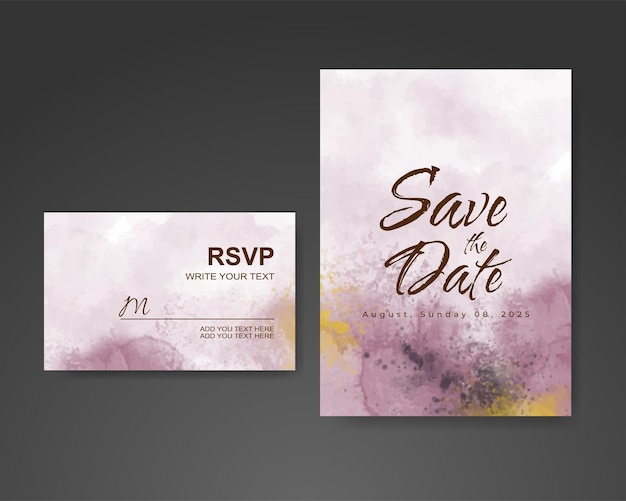 Invitación de boda con fondo de acuarela abstracta