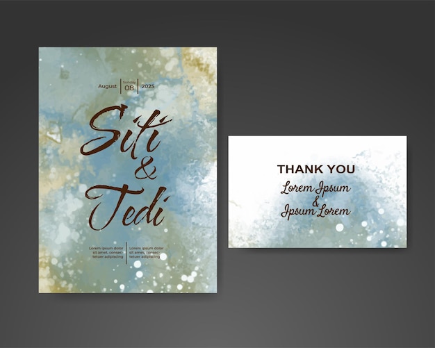 Invitación de boda con fondo de acuarela abstracta