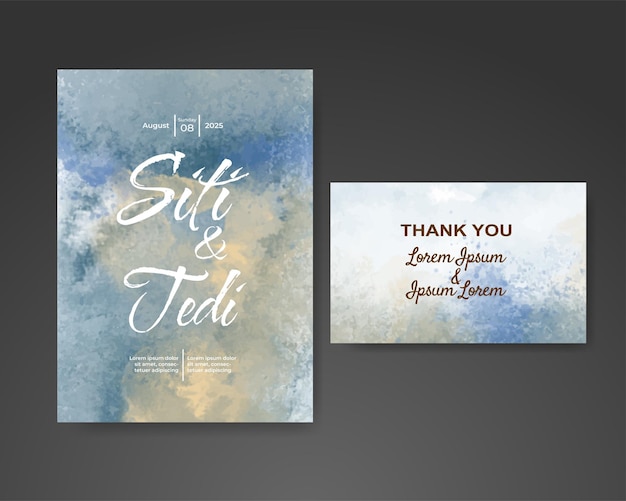 Invitación de boda con fondo de acuarela abstracta