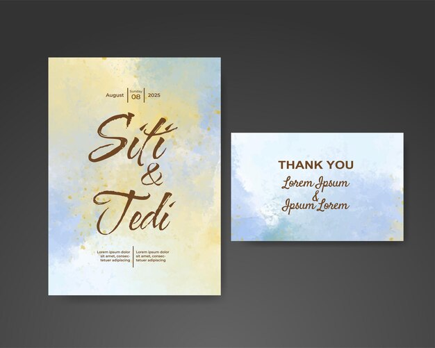 Invitación de boda con fondo de acuarela abstracta