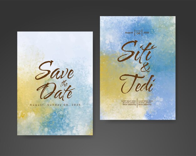 Invitación de boda con fondo de acuarela abstracta
