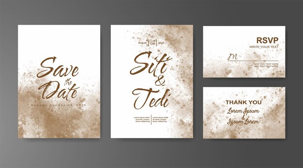 Invitación de boda con fondo de acuarela abstracta