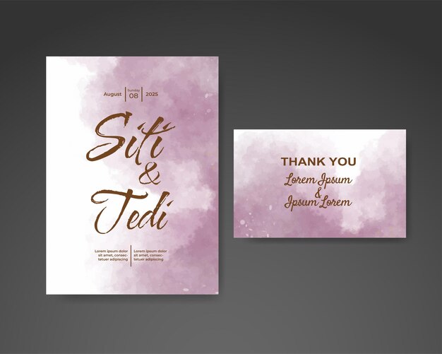 Invitación de boda con fondo de acuarela abstracta