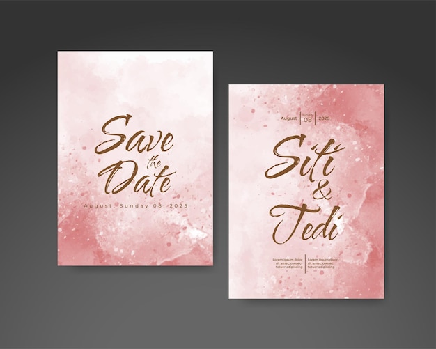 Invitación de boda con fondo de acuarela abstracta