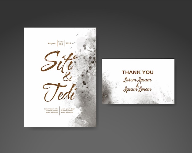 Invitación de boda con fondo de acuarela abstracta