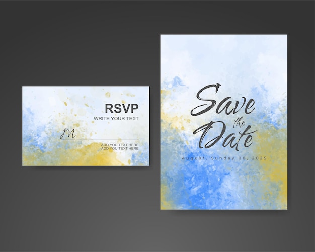 Invitación de boda con fondo de acuarela abstracta