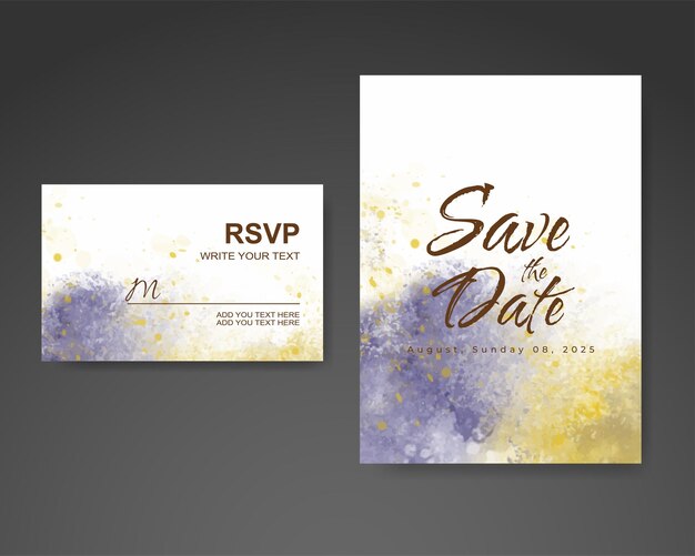 Invitación de boda con fondo de acuarela abstracta