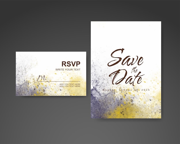 Invitación de boda con fondo de acuarela abstracta