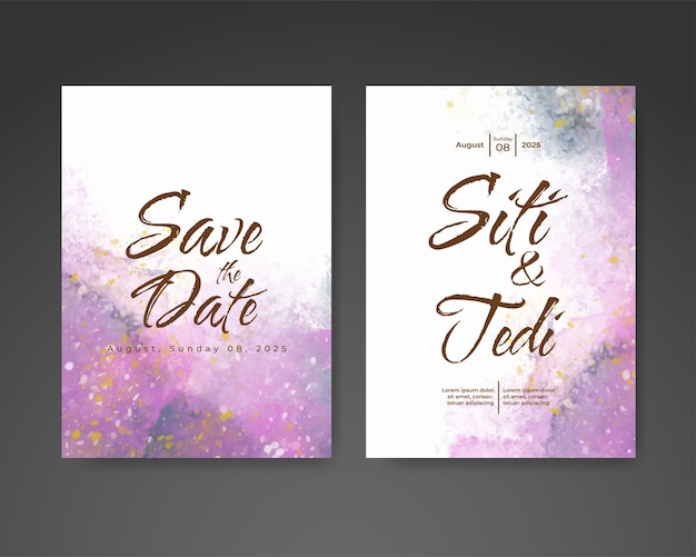 Invitación de boda con fondo de acuarela abstracta