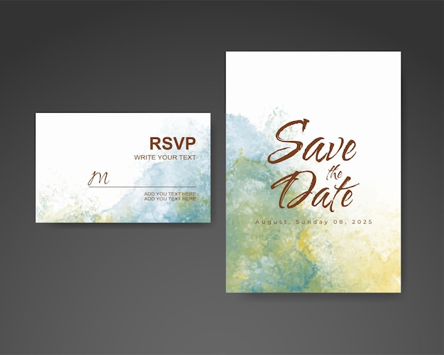Invitación de boda con fondo de acuarela abstracta