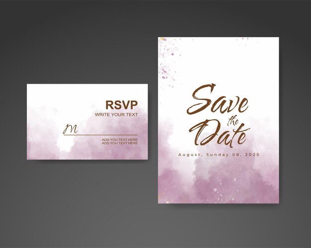 Invitación de boda con fondo de acuarela abstracta