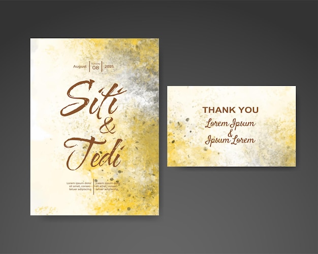 Invitación de boda con fondo de acuarela abstracta