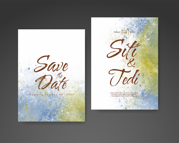 Invitación de boda con fondo de acuarela abstracta