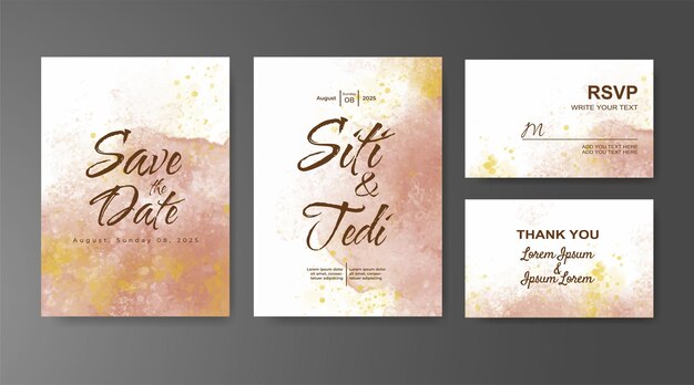 Invitación de boda con fondo de acuarela abstracta