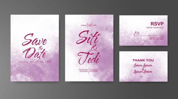 Invitación de boda con fondo de acuarela abstracta