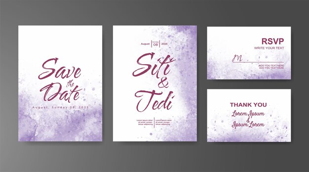 Invitación de boda con fondo de acuarela abstracta