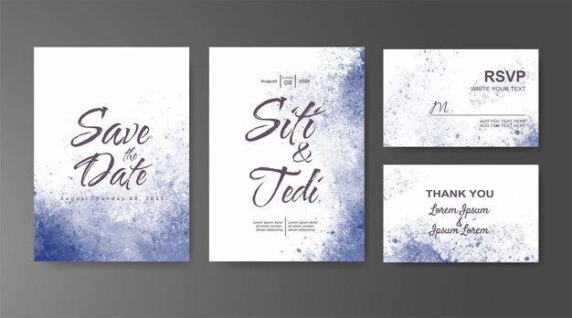 Invitación de boda con fondo de acuarela abstracta