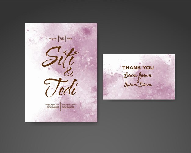 Invitación de boda con fondo de acuarela abstracta