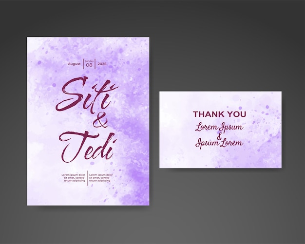 Invitación de boda con fondo de acuarela abstracta