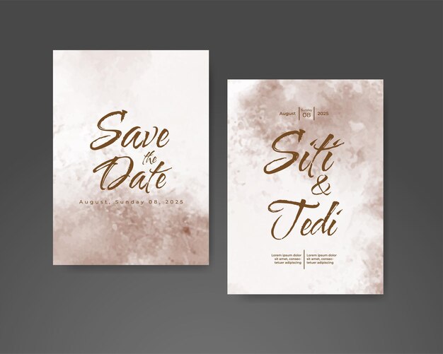 Invitación de boda con fondo de acuarela abstracta