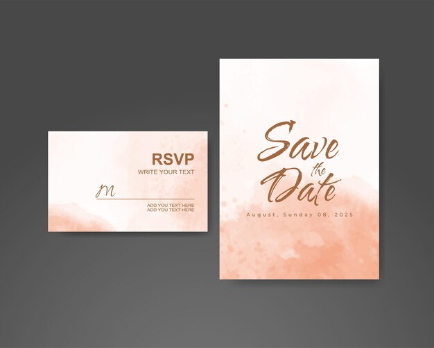 Invitación de boda con fondo de acuarela abstracta
