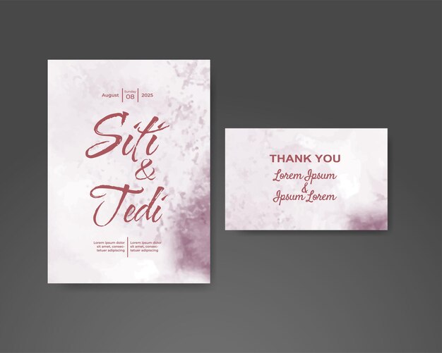 Invitación de boda con fondo de acuarela abstracta