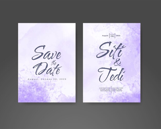 Invitación de boda con fondo de acuarela abstracta