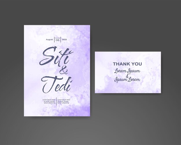 Invitación de boda con fondo de acuarela abstracta