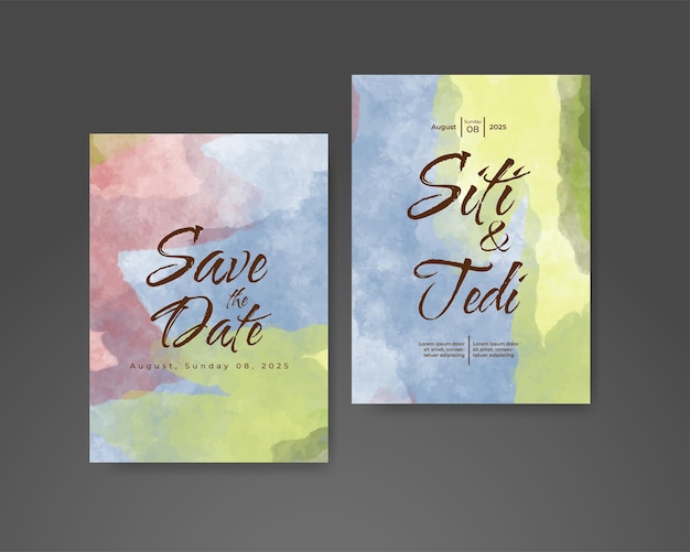 Invitación de boda con fondo de acuarela abstracta