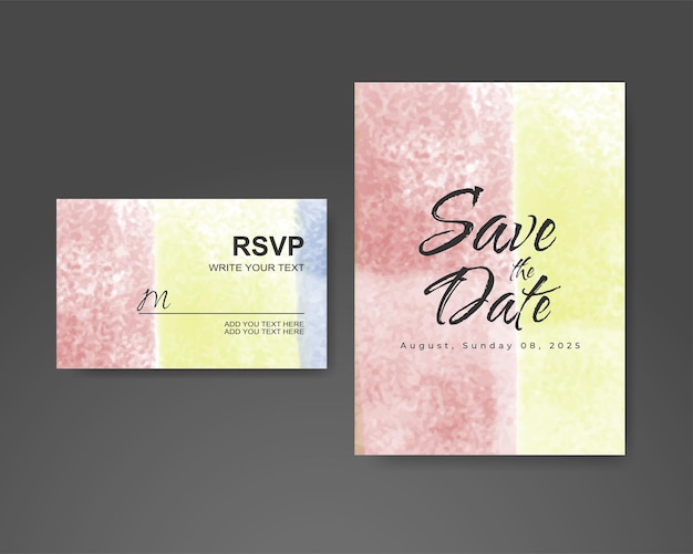 Invitación de boda con fondo de acuarela abstracta