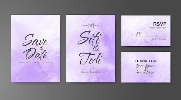 Invitación de boda con fondo de acuarela abstracta