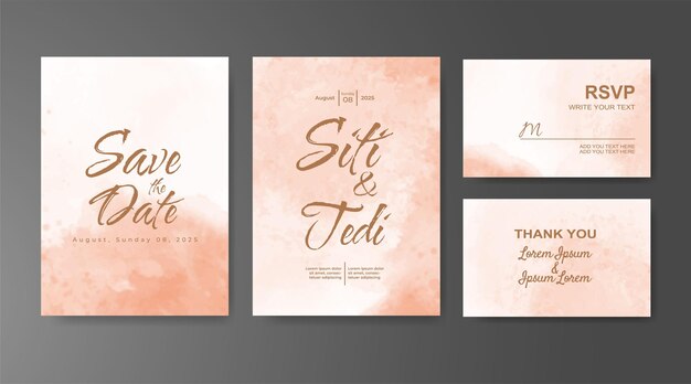 Invitación de boda con fondo de acuarela abstracta